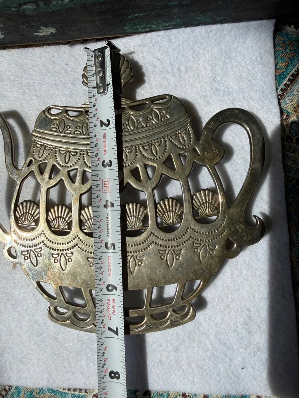 Silver Plated Teapot Trivet Footed Pierced Hot Plate Tea Pot Feet Unmarked VTG